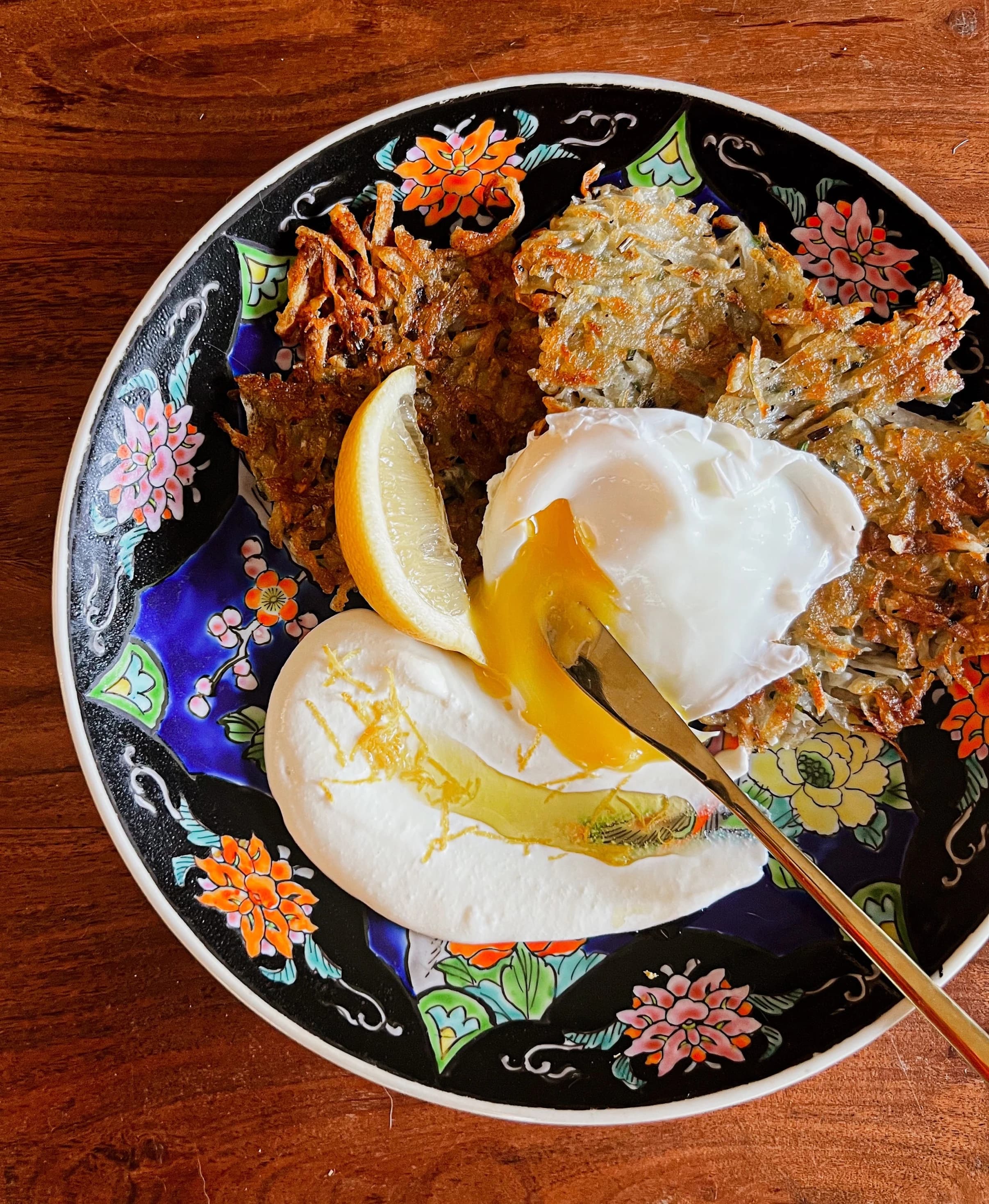 Potato Rostis with Poached Eggs and Whipped Ricotta