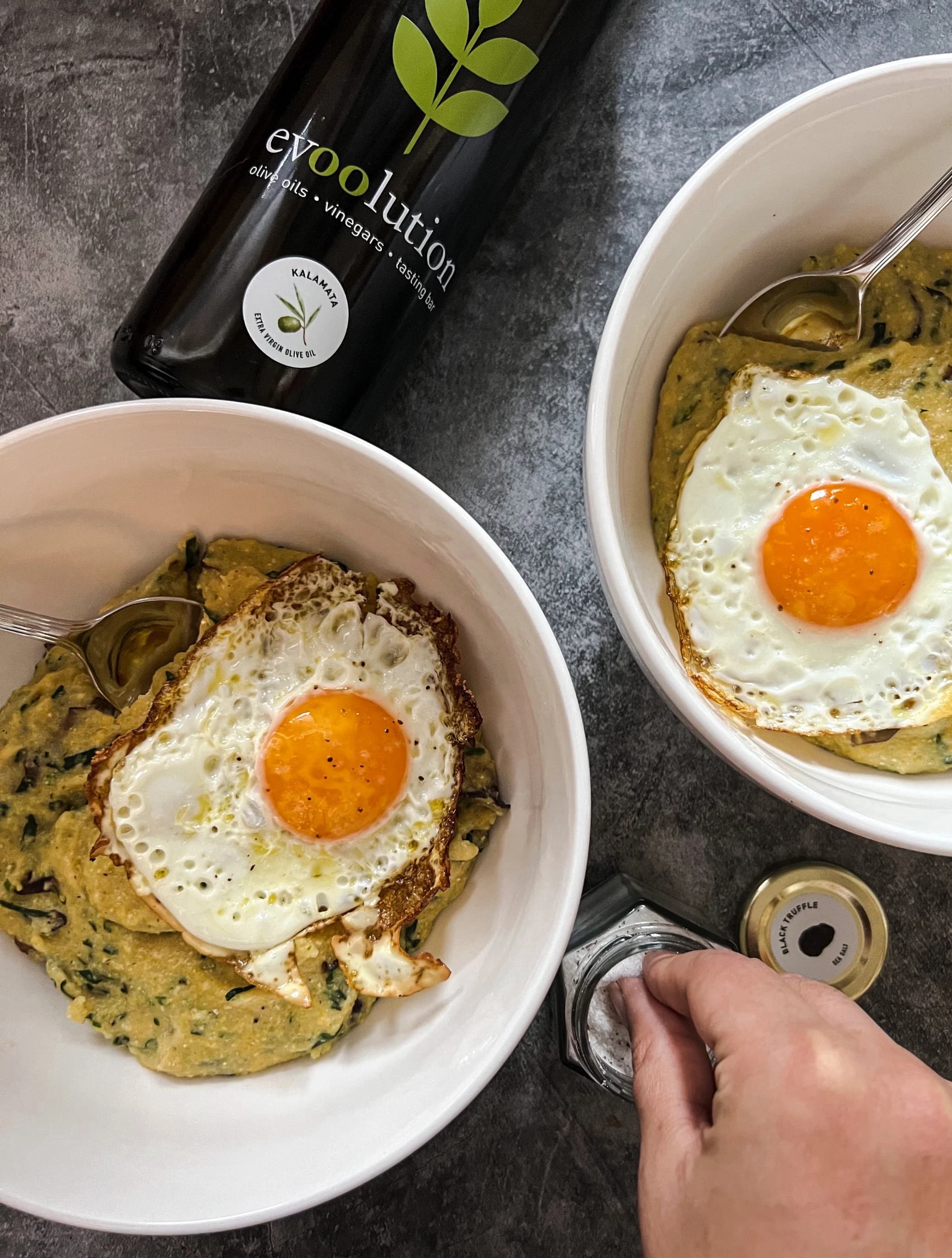 Creamed Spinach and Mushroom and Polenta