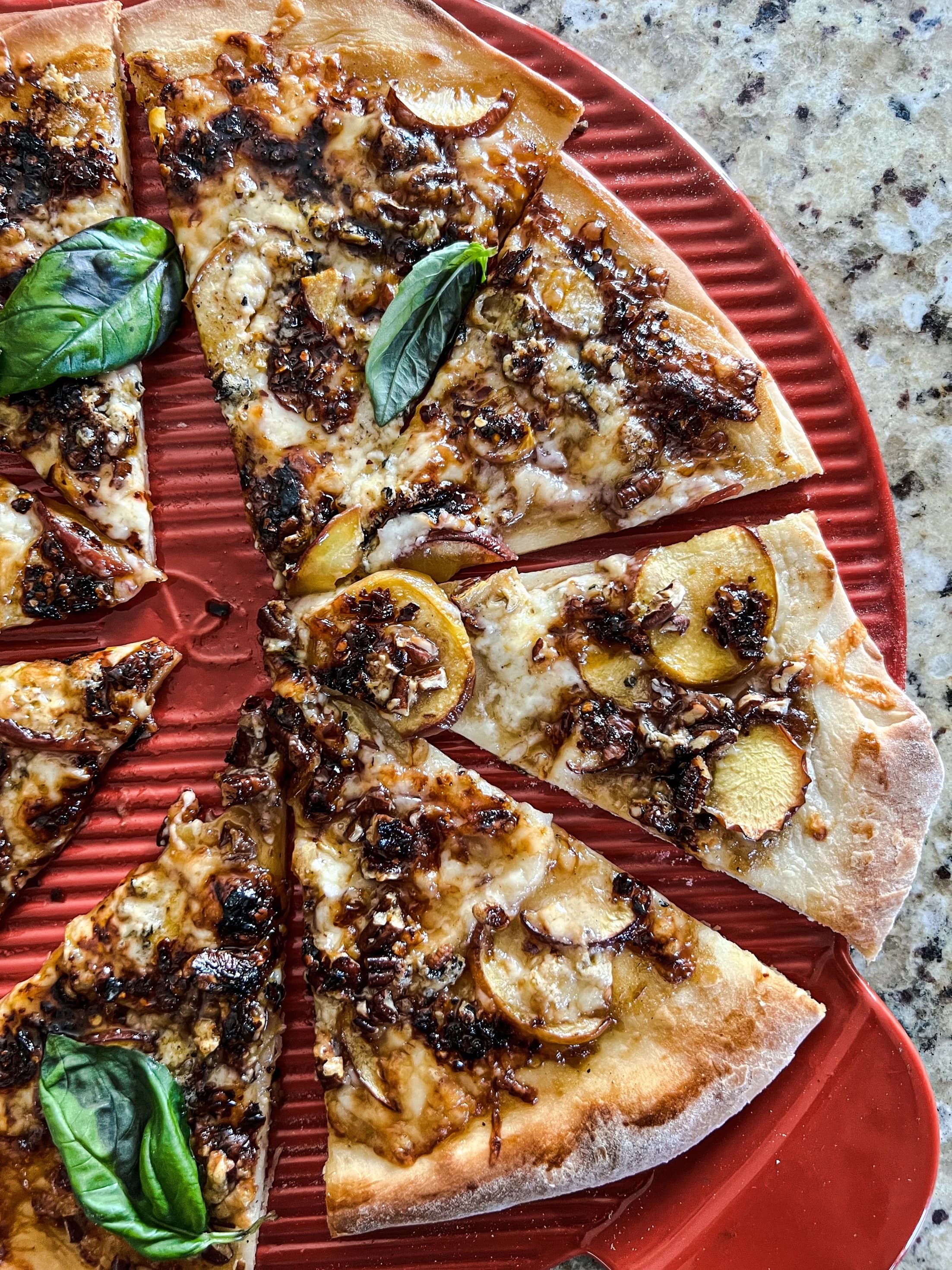 Peach and Blue Cheese Pizza