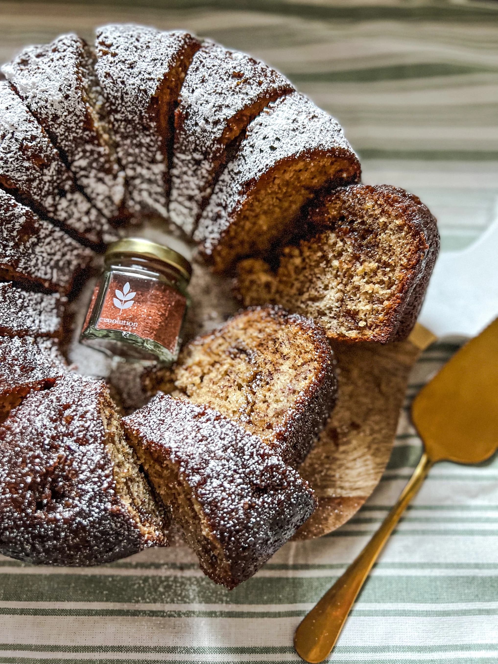 Brown Sugar Swirled Eggnog Banana Bundt Cake