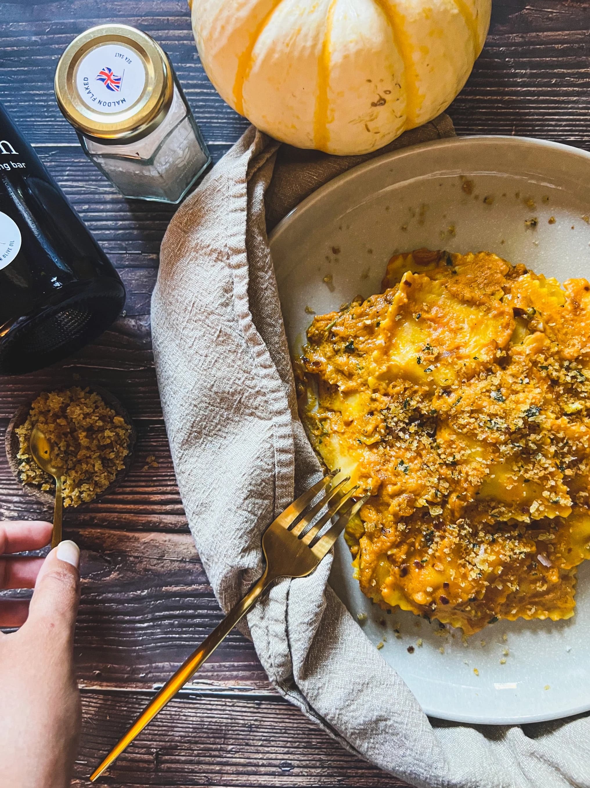 Lobster Ravioli with Brown Butter Pumpkin Sauce