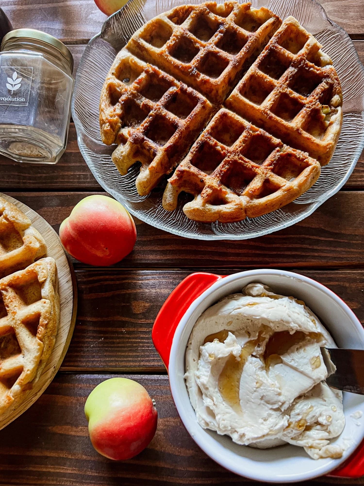 Crispy Spiced Apple Waffles with Maple Butter