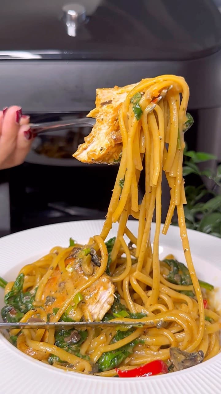 Grilled chicken linguine